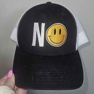 The Classics Back and White Baseball Cap Hat with NO Smiley Face Adjustable